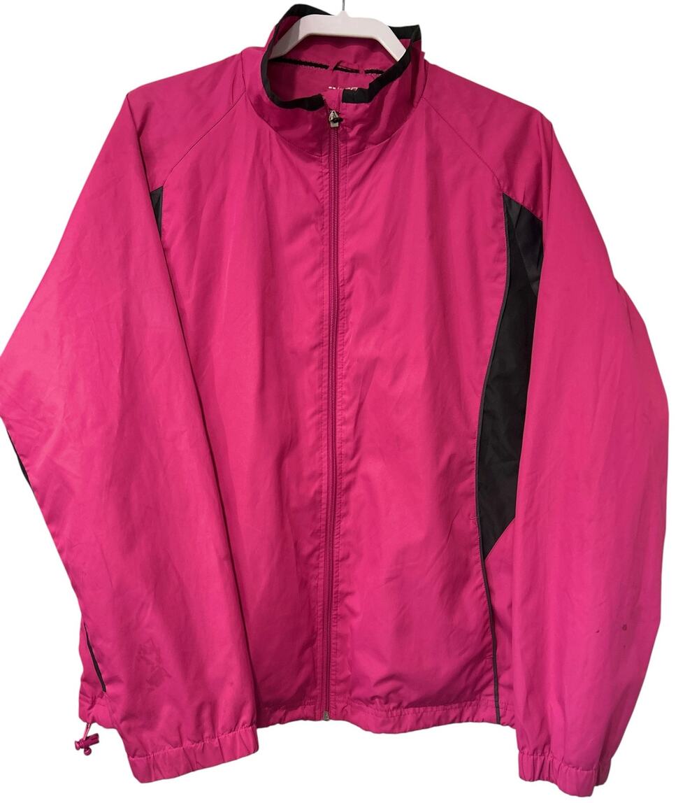 BCG Womens Pink Black Windbreaker Jacket Mesh Lined Running Athletic XL FLAW